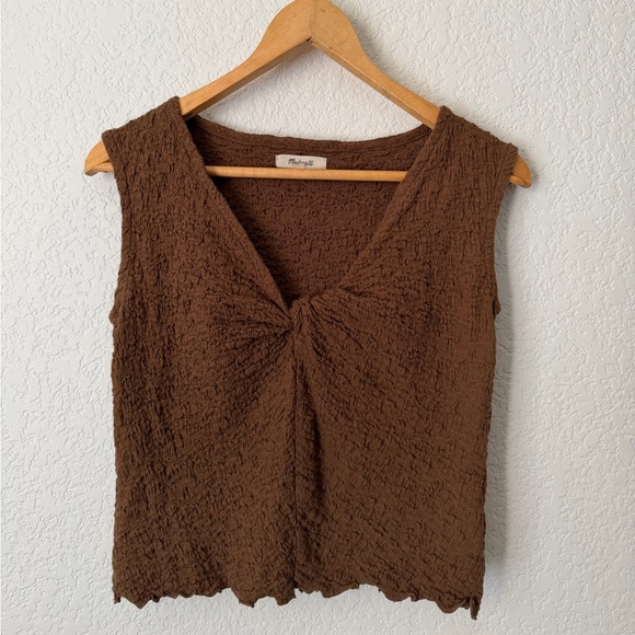 Popcorn Knit Twist Front Sleeveless Crop Top Size Small - Picture 3 of 8